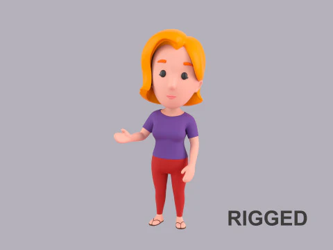 Karakter Kartun Wanita Dicurangi 027 Model 3D