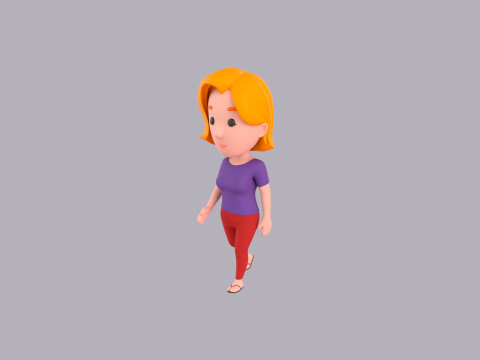 Cartoon Female Character Rigged 027 3D Model