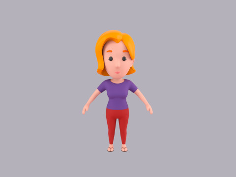 Cartoon Female Character Rigged 027 3D Model