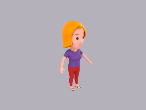 Cartoon Female Character Rigged 027 3D Model