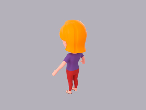Cartoon Female Character Rigged 027 3D Model