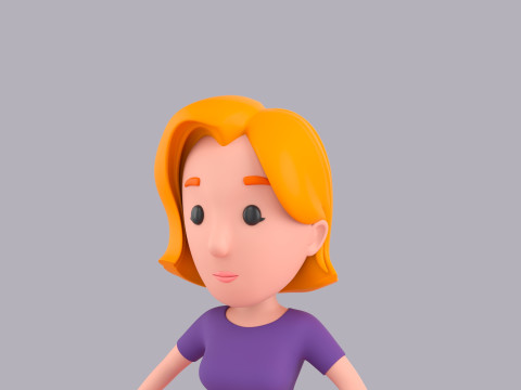 Cartoon Female Character Rigged 027 3D Model