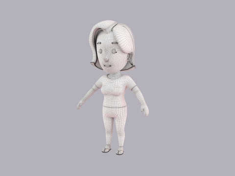 Cartoon Female Character Rigged 027 3D Model