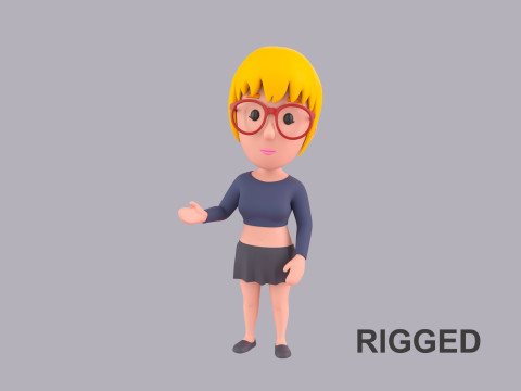 Cartoon Female Character Rigged 028 3Dモデル