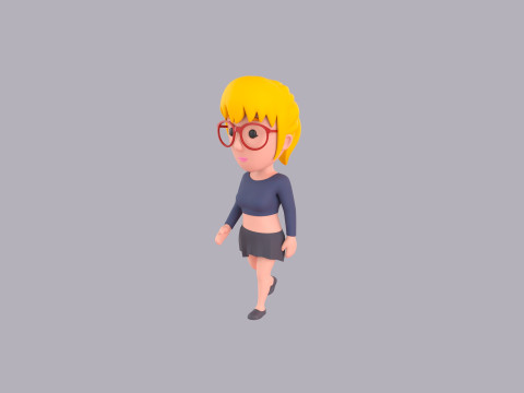 Cartoon Female Character Rigged 028 3D 模型