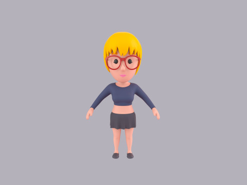 Cartoon Female Character Rigged 028 3D 模型