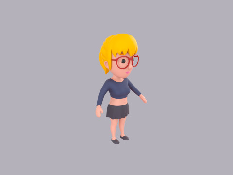 Cartoon Female Character Rigged 028 3D 模型