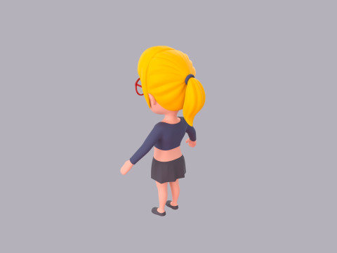 Cartoon Female Character Rigged 028 3D 模型