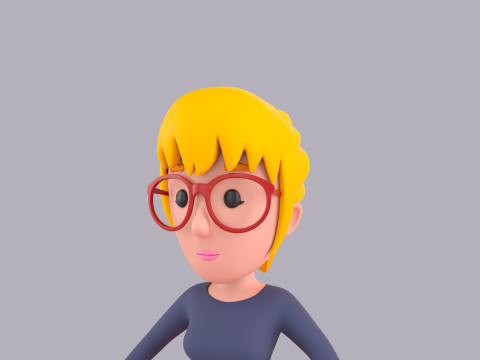 Cartoon Female Character Rigged 028 3D 模型