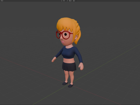 Cartoon Female Character Rigged 028 3D 模型