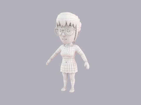Cartoon Female Character Rigged 028 3D 模型