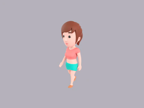 Cartoon Female Character Rigged 029 3D Model