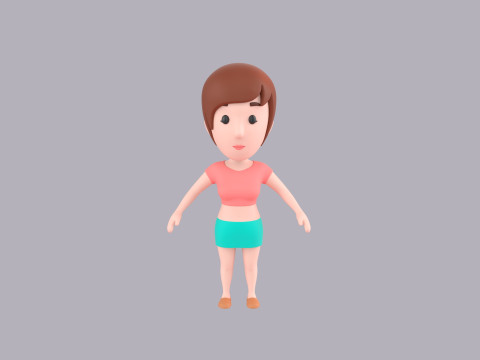 Cartoon Female Character Rigged 029 Modelo 3D