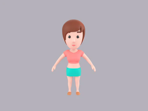 Cartoon Female Character Rigged 029 3D Model
