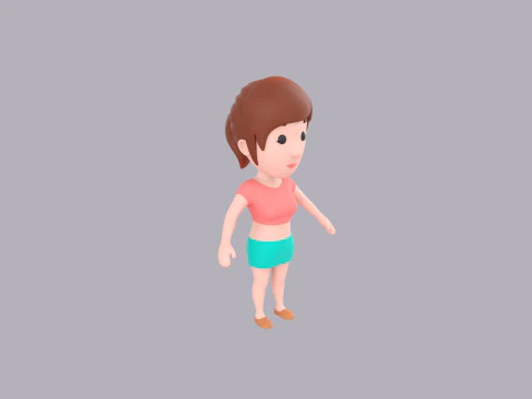 Cartoon Female Character Rigged 029 3D Model