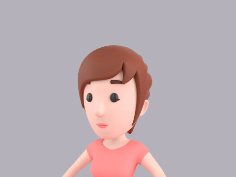 Cartoon Female Character Rigged 029 3D Model