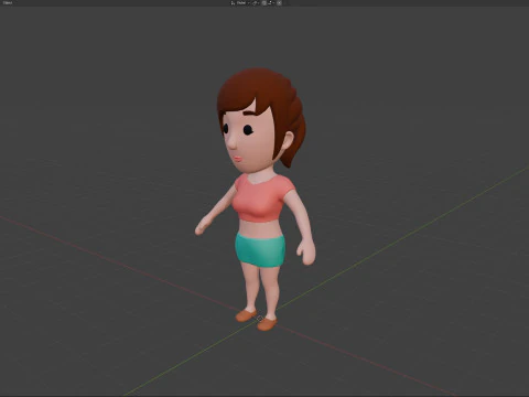 Cartoon Female Character Rigged 029 3D Model