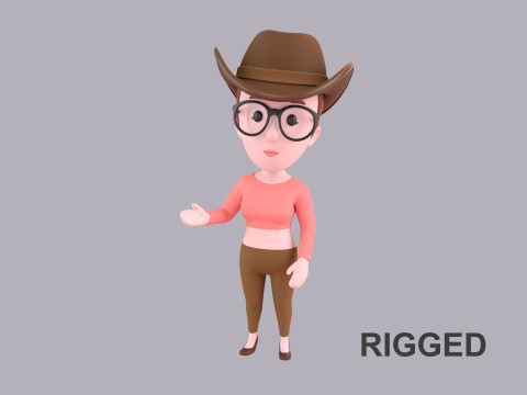 Cartoon Female Character Rigged 030 3Dモデル