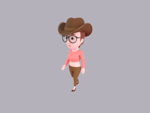 Cartoon Female Character Rigged 030 3D Модель