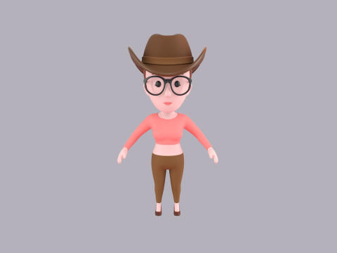 Cartoon Female Character Rigged 030 3D Модель