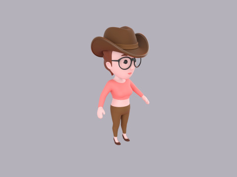 Cartoon Female Character Rigged 030 3D Модель