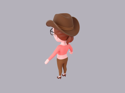 Cartoon Female Character Rigged 030 3D Модель