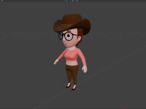 Cartoon Female Character Rigged 030 3D Модель