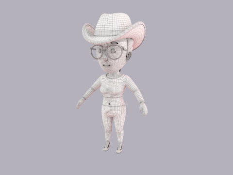 Cartoon Female Character Rigged 030 3D Модель