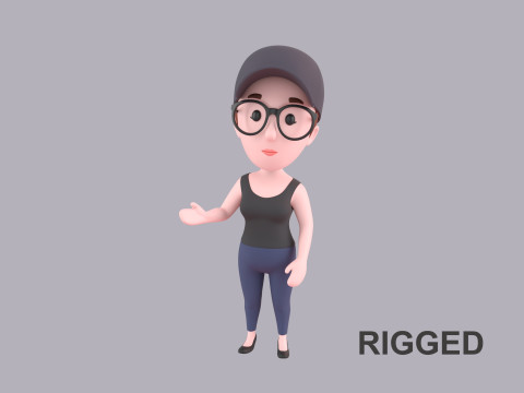 Cartoon Female Character Rigged 031 3Dモデル