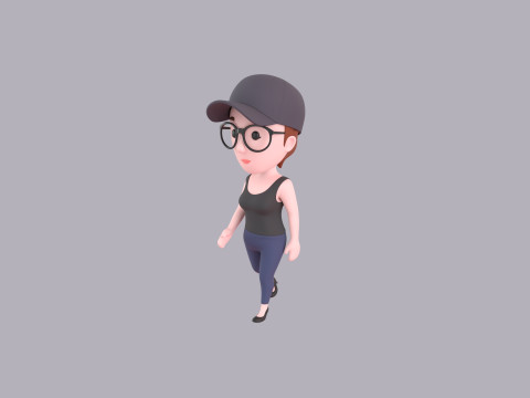 Cartoon Female Character Rigged 031 3D Model