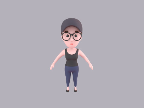 Cartoon Female Character Rigged 031 3D Model