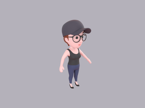 Cartoon Female Character Rigged 031 3D Model