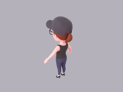 Cartoon Female Character Rigged 031 3D Model