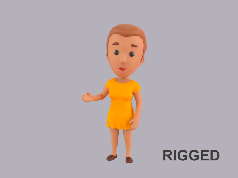 Kobieta z kresk&oacute;wki sfałszowana 032 Model 3D .c4d .max .obj .3ds .fbx .stl .blend 