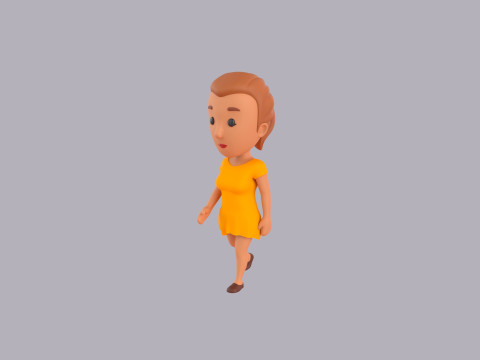 Cartoon Female Character Rigged 032 3D मॉडल