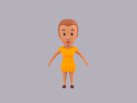 Cartoon Female Character Rigged 032 3D मॉडल
