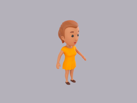 Cartoon Female Character Rigged 032 3D मॉडल