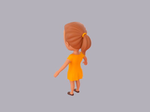 Cartoon Female Character Rigged 032 3D मॉडल