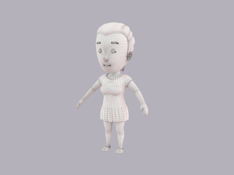 Cartoon Female Character Rigged 032 3D मॉडल