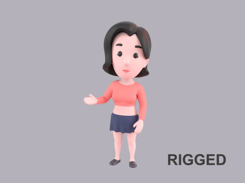 Karakter Wanita Kartun Dicurangi 033 Model 3D