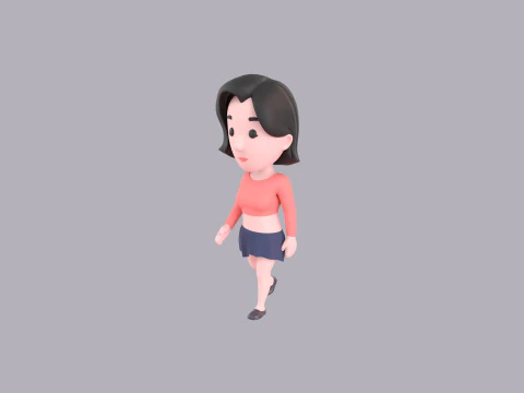 Cartoon Female Character Rigged 033 3D Model