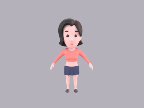 Cartoon Female Character Rigged 033 3D 模型