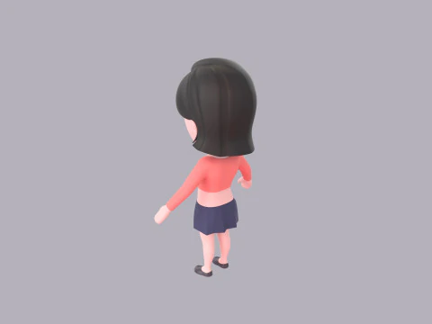 Cartoon Female Character Rigged 033 3D Model