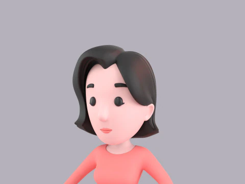 Cartoon Female Character Rigged 033 3D Model