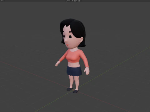 Cartoon Female Character Rigged 033 3D Model