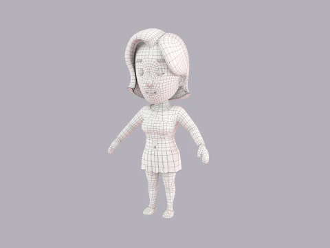 Cartoon Female Character Rigged 033 3D Model