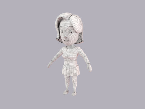 Cartoon Female Character Rigged 033 3D 模型