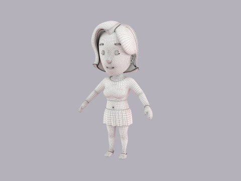 Cartoon Female Character Rigged 033 3D Model