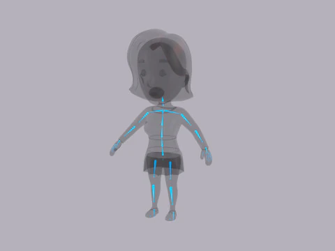 Cartoon Female Character Rigged 033 3D Model