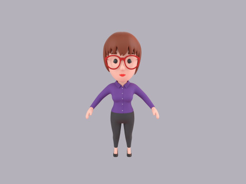Cartoon Female Character Rigged 034 Modèle 3D